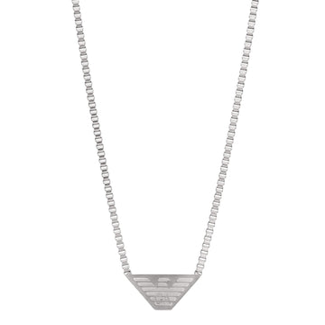 Ανδρικό κολιέ Emporio Armani EGS2984040 με ατσάλινη αλυσίδα σε ασημί χρώμα και κρεμαστό τρίγωνο στοιχείο σε ασημί χρώμα.